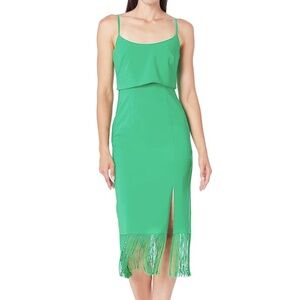 Adrianna Papell - Stretch Crepe Fringe Midi Dress